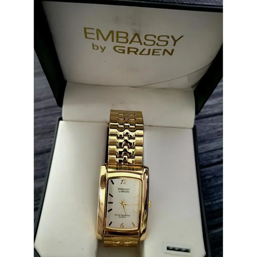 Rare Vintage Retro‎ Gruen Mens Tank Stretch Band Watch Nib